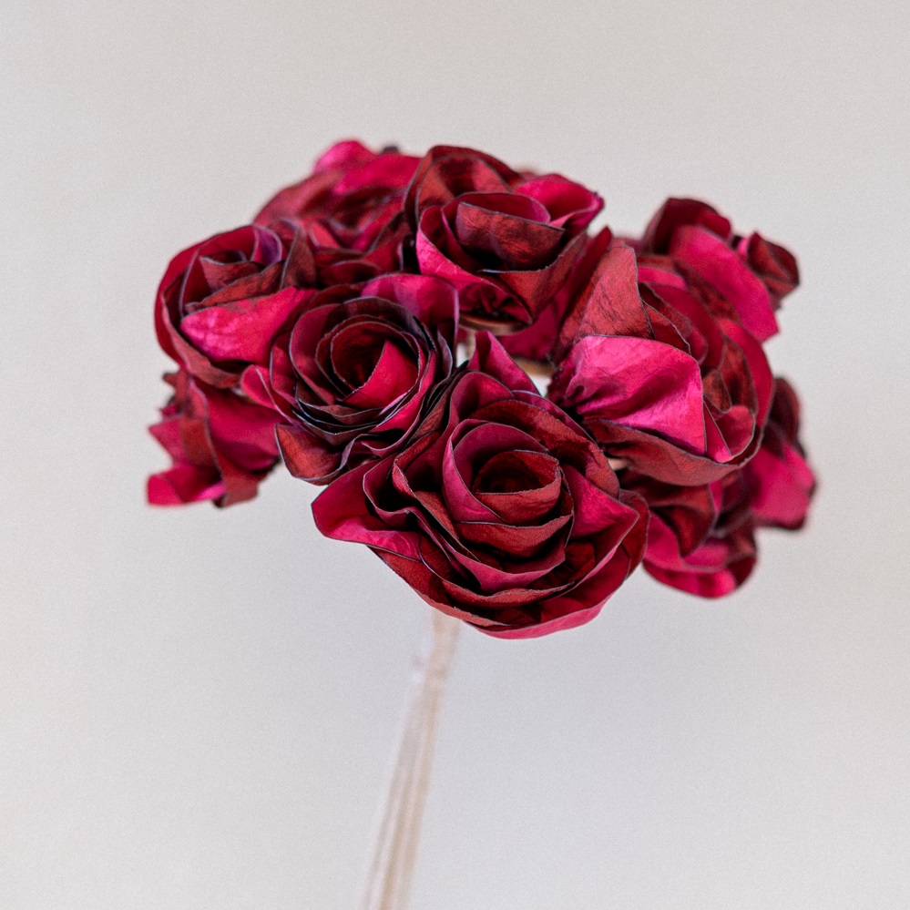 Bouquet de mariée Roses rouges en tissu Alice MARTY Couture florale Toulouse Albi